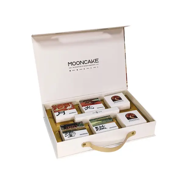 Matte Laminate Gold Foil Stamped Handle Food Gift Box Matte Laminate Gold Foil Stamped Handle Food Gift Box