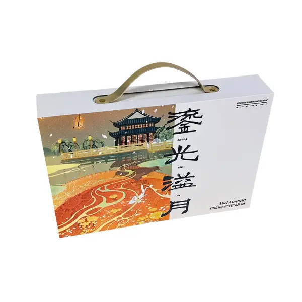 Matte Laminate Gold Foil Stamped Handle Food Gift Box Matte Laminate Gold Foil Stamped Handle Food Gift Box