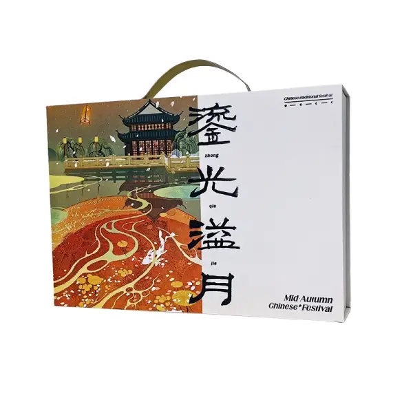 Matte Laminate Gold Foil Stamped Handle Food Gift Box Matte Laminate Gold Foil Stamped Handle Food Gift Box