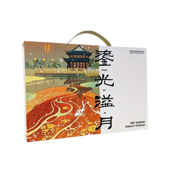 Matte Laminate Gold Foil Stamped Handle Food Gift Box Matte Laminate Gold Foil Stamped Handle Food Gift Box